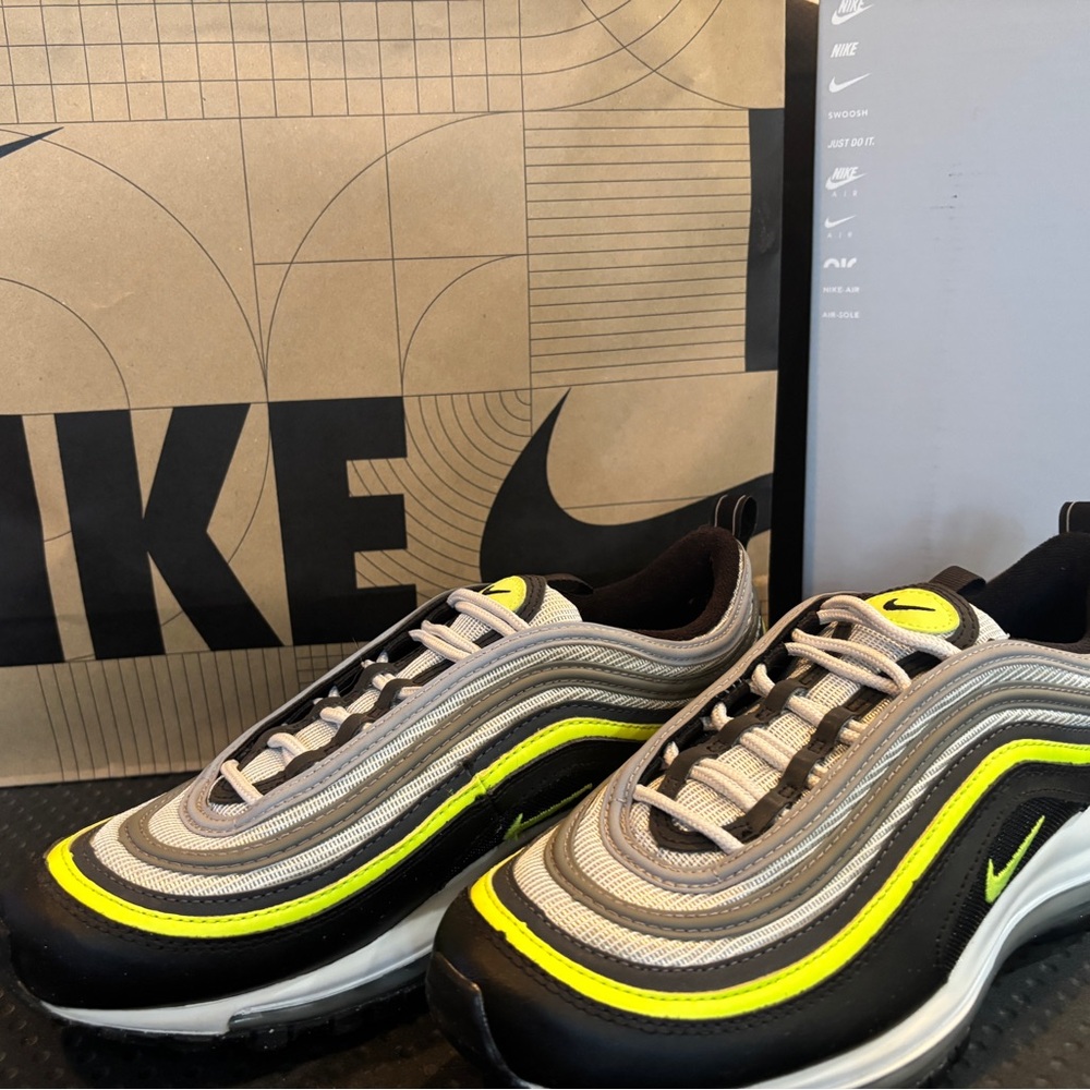 Nike Air Max 97 Size Youth 6.5 Black, Gray, Neon Green